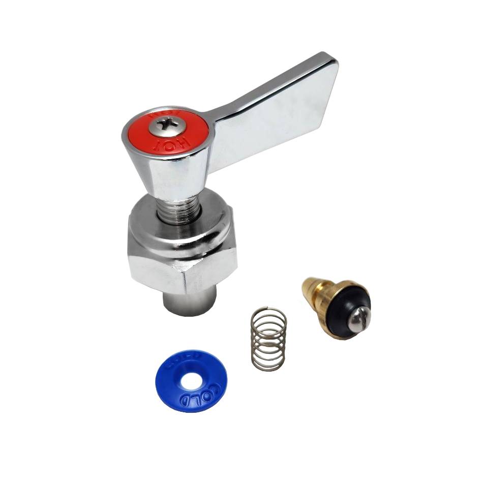 Hot or Cold 1/2" Chrome Handle & Stem Kit Fits Fisher Faucets, Right Hand