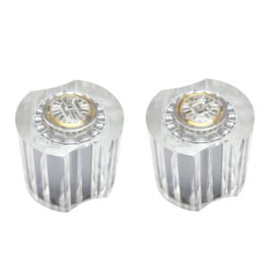 Small Clear/Chrome Knob Handles Hot & Cold Fits American Standard Lavatory Faucets