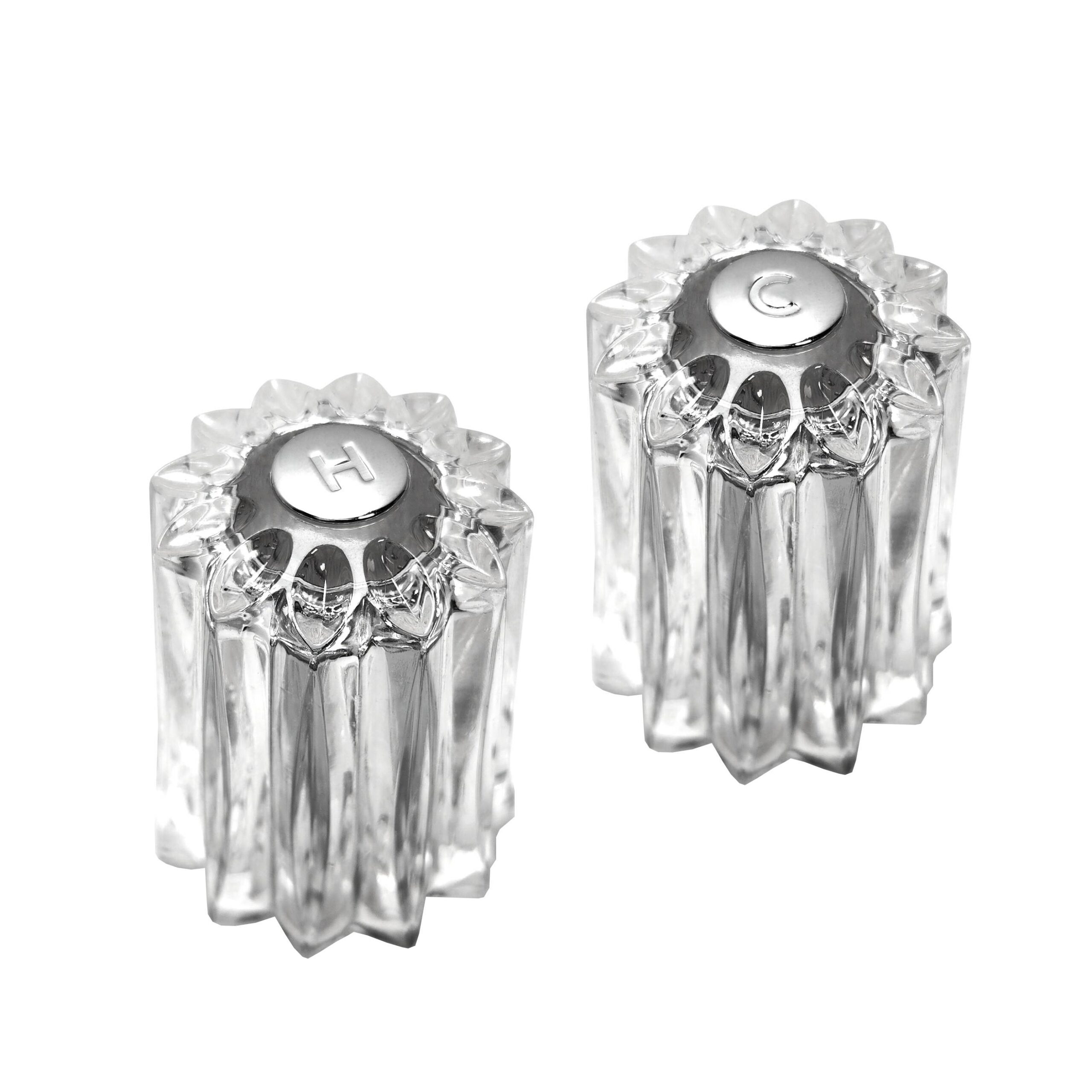 Large Acrylic / Chrome Hot & Cold Handles Fits American Standard Ultrafont