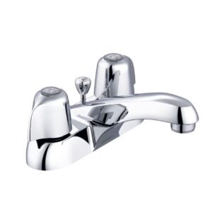 Gerber Classics Two Handle Centerset Bathroom Faucet with Metal Handles and Metal Pop-Up Drain