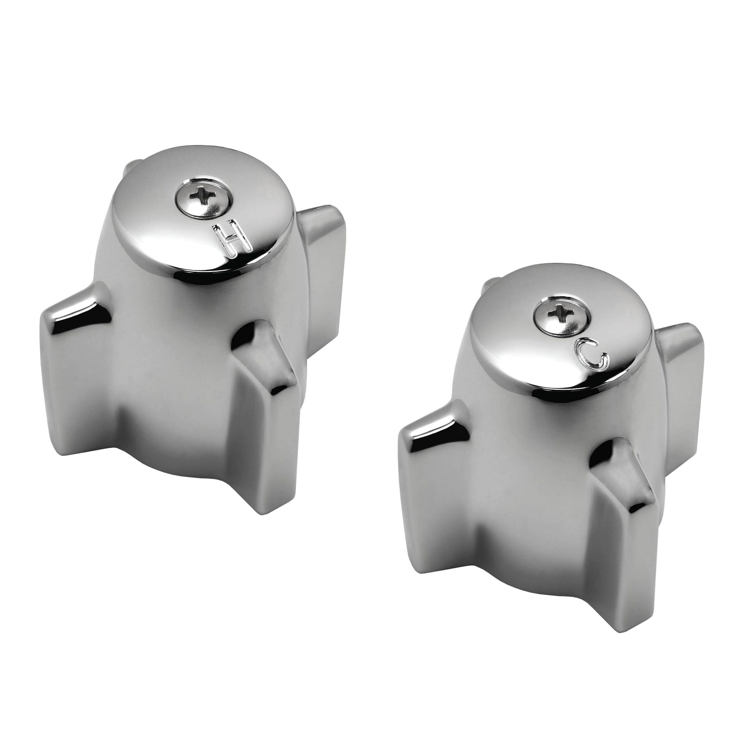 Chrome Hot & Cold 4 Arm Handles Fit Central Faucets